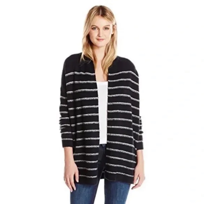 Vince Wool Blend Navy Blue Stripe Cardigan Size Small